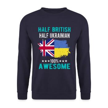 Halb Brite Halb Ukrainer - Unisex Pullover - Navy - Vorne - Alina (178cm) & Michal (187cm)