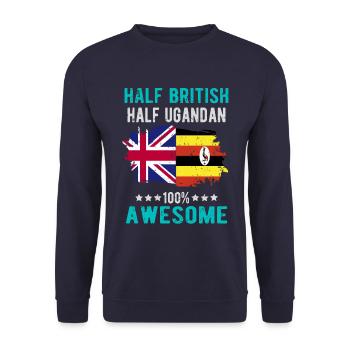 Halb Brite Halb Ugander - Unisex Pullover - Navy - Vorne - Alina (178cm) & Michal (187cm)