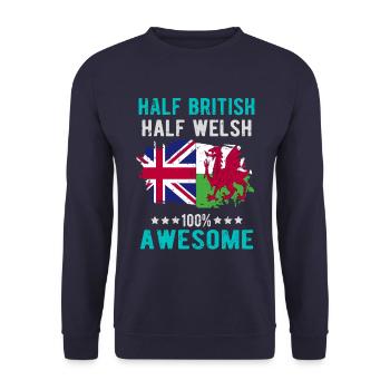 Halb Brite Halb Waliser - Unisex Pullover - Navy - Vorne - Alina (178cm) & Michal (187cm)