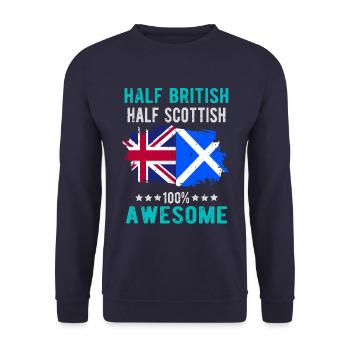Halb Brite Halb Schotte - Unisex Pullover - Navy - Vorne - Alina (178cm) & Michal (187cm)