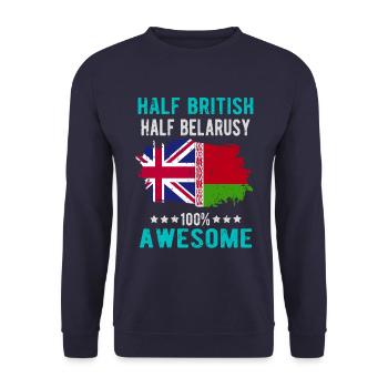 Halb Brite Halb Belarusse - Unisex Pullover - Navy - Vorne - Alina (178cm) & Michal (187cm)