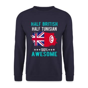 Half British Half Tunisian - Unisex Sweatshirt - navy - Front - Alina (178cm) & Michal (187cm)