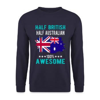 Halb Brite Halb Australier - Unisex Pullover - Navy - Vorne - Alina (178cm) & Michal (187cm)