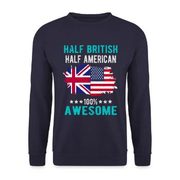 Halb Brite Halb Amerikaner - Unisex Pullover - Navy - Vorne - Alina (178cm) & Michal (187cm)