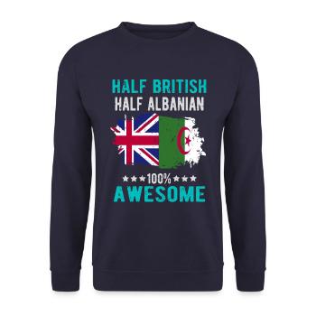 Halb Brite Halb Albaner - Unisex Pullover - Navy - Vorne - Alina (178cm) & Michal (187cm)