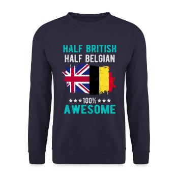 Halb Brite Halb Belgier - Unisex Pullover - Navy - Vorne - Alina (178cm) & Michal (187cm)