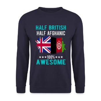 Halb Brite Halb Afghane - Unisex Pullover - Navy - Vorne - Alina (178cm) & Michal (187cm)