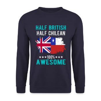 Half British Half Chilean - Unisex Sweatshirt - navy - Front - Alina (178cm) & Michal (187cm)
