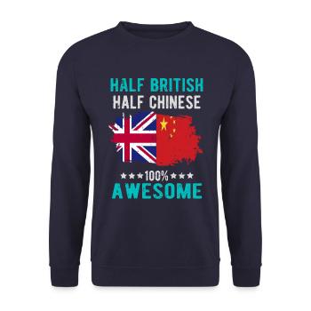 Half British Half Chinese - Unisex Sweatshirt - navy - Front - Alina (178cm) & Michal (187cm)