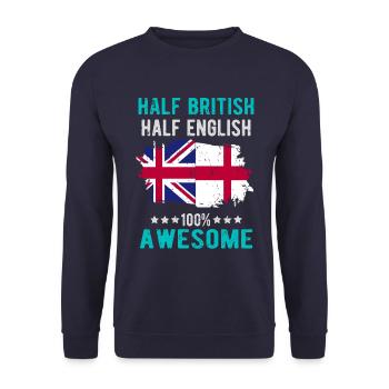 Halb Brite Halb Engländer - Unisex Pullover - Navy - Vorne - Alina (178cm) & Michal (187cm)