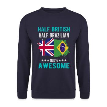 Half British Half Brazilian - Unisex Sweatshirt - navy - Front - Alina (178cm) & Michal (187cm)