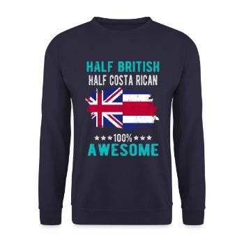 Halb Brite Halb Costa Ricaner - Unisex Pullover - Navy - Vorne - Alina (178cm) & Michal (187cm)