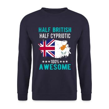 Halb Brite Halb Zyprer - Unisex Pullover - Navy - Vorne - Alina (178cm) & Michal (187cm)