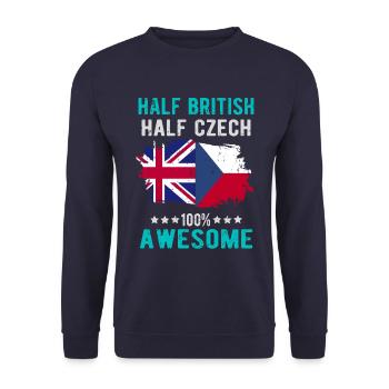 Halb Brite Halb Tscheche - Unisex Pullover - Navy - Vorne - Alina (178cm) & Michal (187cm)