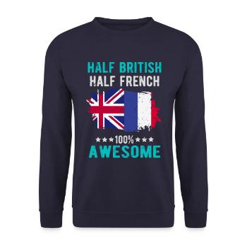 Half British Half British - Unisex Sweatshirt - navy - Front - Alina (178cm) & Michal (187cm)