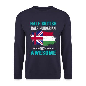 Halb Brite Halb Ungar - Unisex Pullover - Navy - Vorne - Alina (178cm) & Michal (187cm)