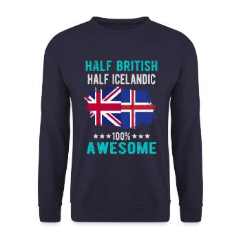 Halb Brite Halb Isländer - Unisex Pullover - Navy - Vorne - Alina (178cm) & Michal (187cm)