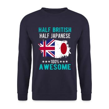 Halb Brite Halb Japaner - Unisex Pullover - Navy - Vorne - Alina (178cm) & Michal (187cm)