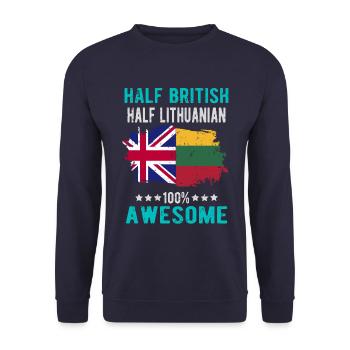 Half British Half Lithuanian - Unisex Sweatshirt - navy - Front - Alina (178cm) & Michal (187cm)