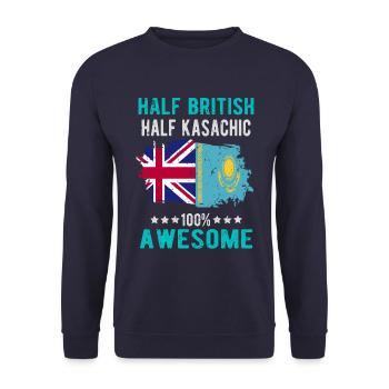 Halb Brite Halb Kasache - Unisex Pullover - Navy - Vorne - Alina (178cm) & Michal (187cm)