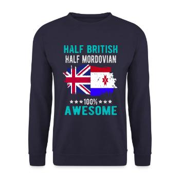 Halb Brite Halb Mordwinen - Unisex Pullover - Navy - Vorne - Alina (178cm) & Michal (187cm)