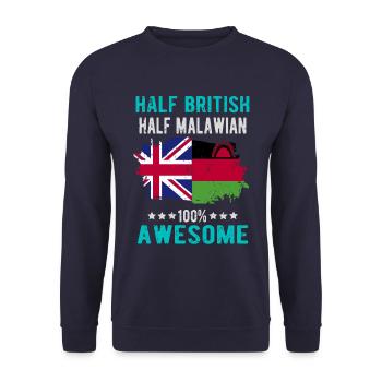 Half British Half Malawi - Unisex Sweatshirt - navy - Front - Alina (178cm) & Michal (187cm)