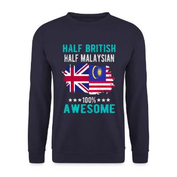 Half British Half Malaysian - Unisex Sweatshirt - navy - Front - Alina (178cm) & Michal (187cm)
