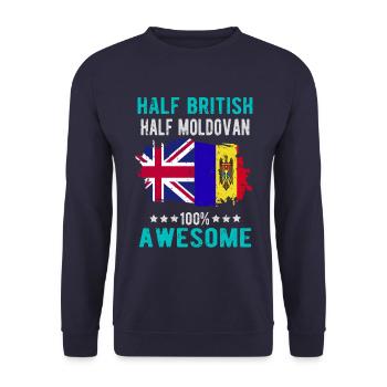 Half British Half Moldovan - Unisex Sweatshirt - navy - Front - Alina (178cm) & Michal (187cm)
