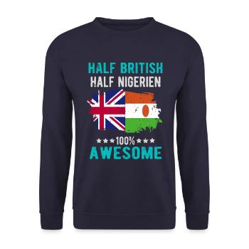 Half British Half Nigrer - Unisex Sweatshirt - navy - Front - Alina (178cm) & Michal (187cm)