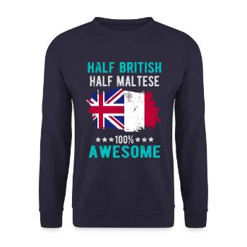 Halb Brite Halb Mateser - Unisex Pullover - Navy - Vorne - Alina (178cm) & Michal (187cm)