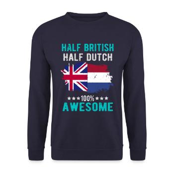 Halb Brite Halb Niederländer - Unisex Pullover - Navy - Vorne - Alina (178cm) & Michal (187cm)