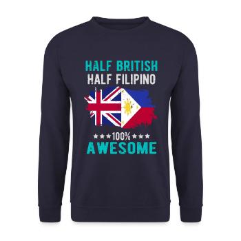 Half British Half Filipino - Unisex Sweatshirt - navy - Front - Alina (178cm) & Michal (187cm)