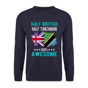 Halb Brite Halb Tansanier - Unisex Pullover - Navy - Vorne - Alina (178cm) & Michal (187cm)