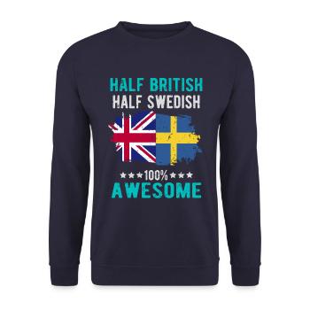 Halb Brite Halb Schwede - Unisex Pullover - Navy - Vorne - Alina (178cm) & Michal (187cm)