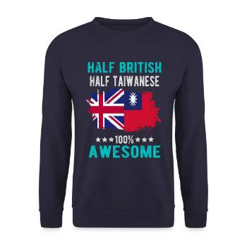 Halb Brite Halb Taiwaner - Unisex Pullover - Navy - Vorne - Alina (178cm) & Michal (187cm)