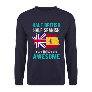Halb Brite Halb Spanier - Unisex Pullover - Navy - Vorne - Alina (178cm) & Michal (187cm)