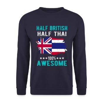 Half British Half Thai - Unisex Sweatshirt - navy - Front - Alina (178cm) & Michal (187cm)