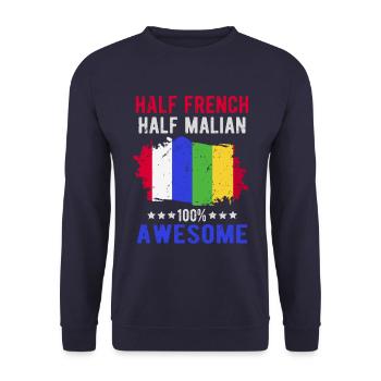 Half French Half Malian - Unisex Sweatshirt - navy - Front - Alina (178cm) & Michal (187cm)