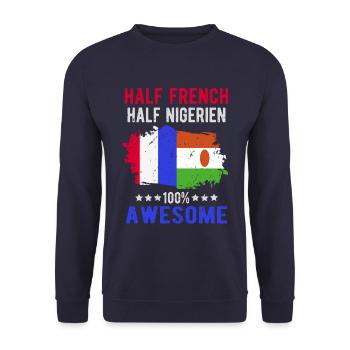 Half French Half Nigrer - Unisex Sweatshirt - navy - Front - Alina (178cm) & Michal (187cm)