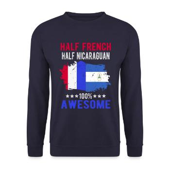Half French Half Nicaraguan - Unisex Sweatshirt - navy - Front - Alina (178cm) & Michal (187cm)