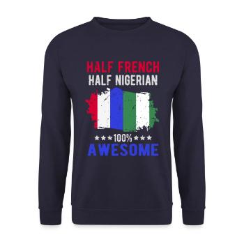 Half French Half Nigerian - Unisex Sweatshirt - navy - Front - Alina (178cm) & Michal (187cm)