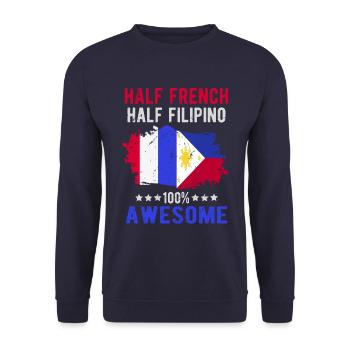 Moitié Français moitié philippin - Sweat-shirt Unisexe - marine - Devant - Alina (178cm) & Michal (187cm)