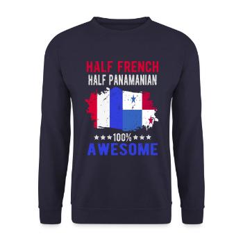 Halb Franzose Halb Panamese - Unisex Pullover - Navy - Vorne - Alina (178cm) & Michal (187cm)