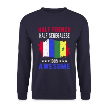 Moitié Français moitié sénégalais - Sweat-shirt Unisexe - marine - Devant - Alina (178cm) & Michal (187cm)