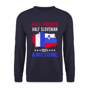 Half French Half Slovenian - Unisex Sweatshirt - navy - Front - Alina (178cm) & Michal (187cm)