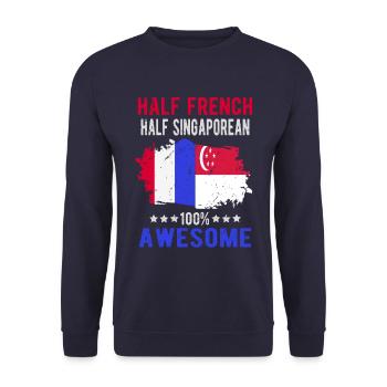 Half French Half Singaporean - Unisex Sweatshirt - navy - Front - Alina (178cm) & Michal (187cm)