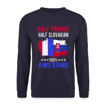Halb Franzose Halb Slowake - Unisex Pullover - Navy - Vorne - Alina (178cm) & Michal (187cm)