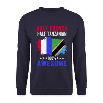 Halb Franzose Halb Tansanier - Unisex Pullover - Navy - Vorne - Alina (178cm) & Michal (187cm)