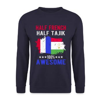 Moitié Français moitié tadjik - Sweat-shirt Unisexe - marine - Devant - Alina (178cm) & Michal (187cm)