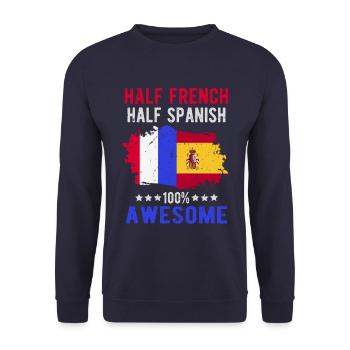 Moitié Français moitié espagnol - Sweat-shirt Unisexe - marine - Devant - Alina (178cm) & Michal (187cm)
